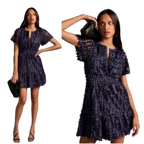 Anthropologie Dresses & Skirts - Anthropologie The Somerset Mini Dress: Floral Appliqué Edition in Navy Medium